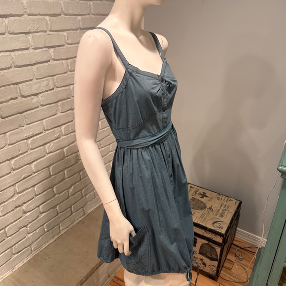 ZAC POSEN for Target Teal Button Front Dress Boho Chic Cinched Waist Pocket NWOT - Picture 5 of 14